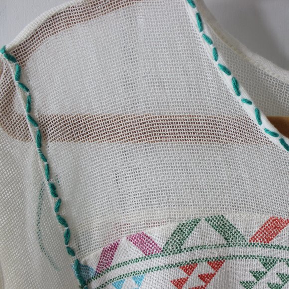 FREE PEOPLE OFF WHITE BABY DOLL TOP WI/EMBROIDERY - Picture 6 of 10